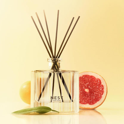 NEST New York Reed Diffuser, Bamboo - 5.9 fl oz - Fragrance for Up to 90 Days - Reusable, Refillable Glass Holder - Includes 8 All-Natural Reed Sticks - Flame Free