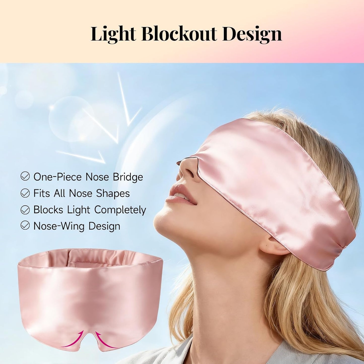 Cotton Sleep Eye Mask for Men Women, 100% Blocking Light Sleeping Mask for Side Sleeper, Soft Zero Pressure Cooling Blackout Eye Masks for Sleep, Eye Covers for Sleeping fits All Heads Adjustable
