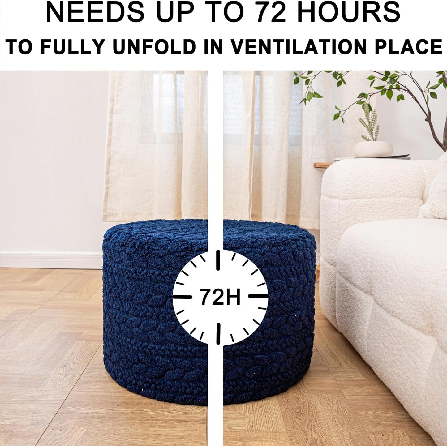 Round Pouf Ottoman 20 x 20 x 14 Inches Boho Poof Home Decor Floor Pouffe Ottoman Foot Rest for Couch Sofa Bean Bag Chairs Living Room Bedroom (Green)