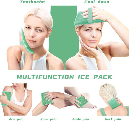 Gel Beads Ice Pack Ice Bag with Strap-1 Pack Reusable Hot & Cold Pack Compress for Knee, Shoulder, Foot, Back, Ankle, Neck, Hip, Elbow, Wisdom Tooth-7.76''x4.93''(Blue)