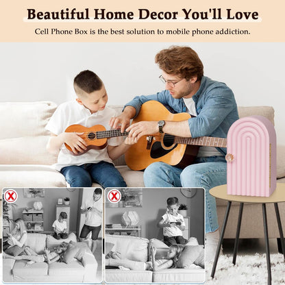 Phone Box for Family Time, Bamboo Cell Phone Jail, White