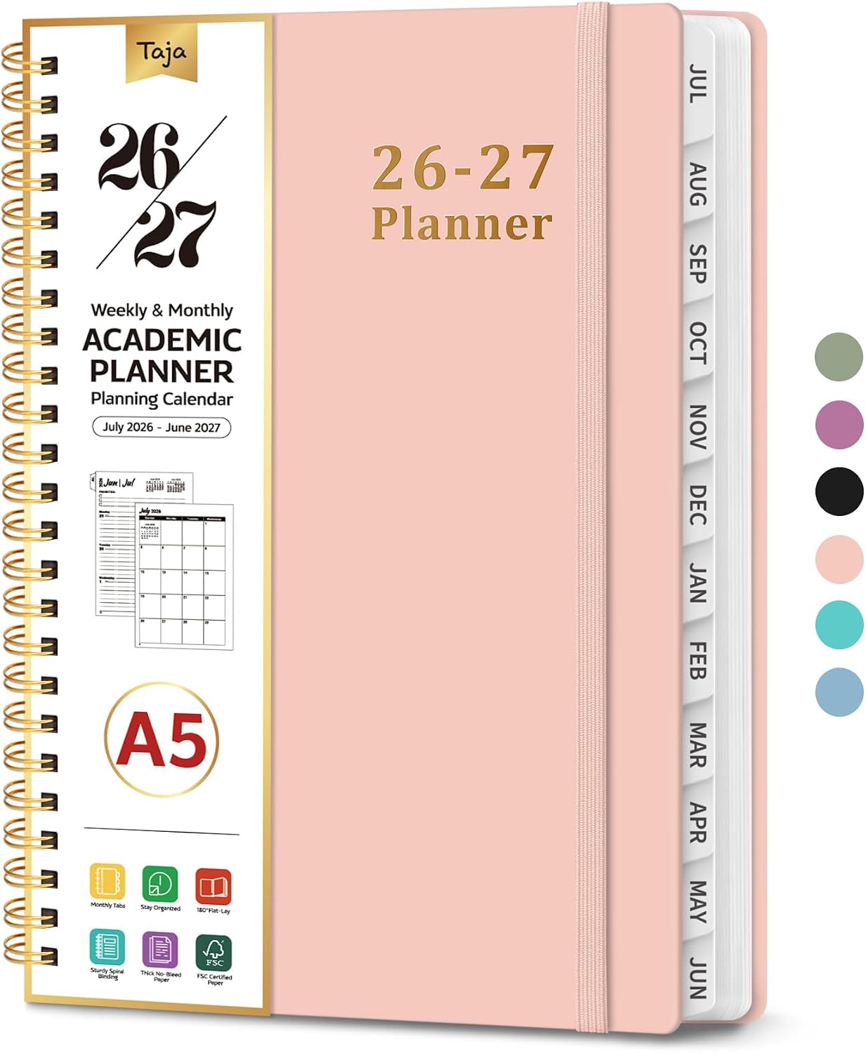 Planner 2026-2027, 8.5" x 11" Weekly and Monthly Academic Year Planner Calendar, July 2026 - June 2027, Hardcover Large School Planning Agenda With Tabs, Perfect for School & Office Supplies, A4, Green