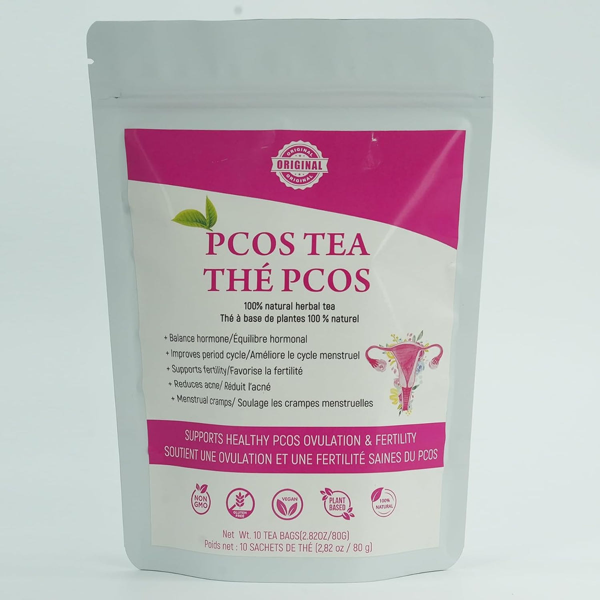 Laicuherb PCOS Spearmint Tea, for Women Hormone Balance & Promote Relaxation and Helps with Hirsutism and Acne, 10 Tea Bags Organic Spearmint Tea for Healthy Ovulation and Fertility