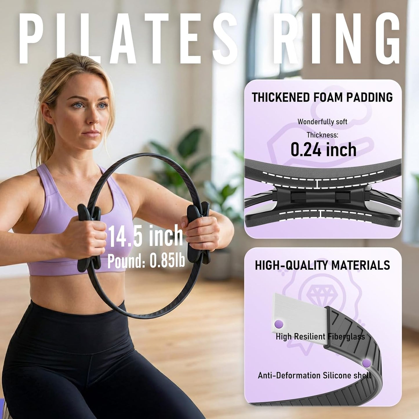 JKSHMYT Pilates Ring Fitness Circle for Women, Pilates Equipment – 14.5" Home Magic Exercise Workout, Better me Pilates Essentials Starter Set for Beginners Toning Inner Thighs, Arms and Core