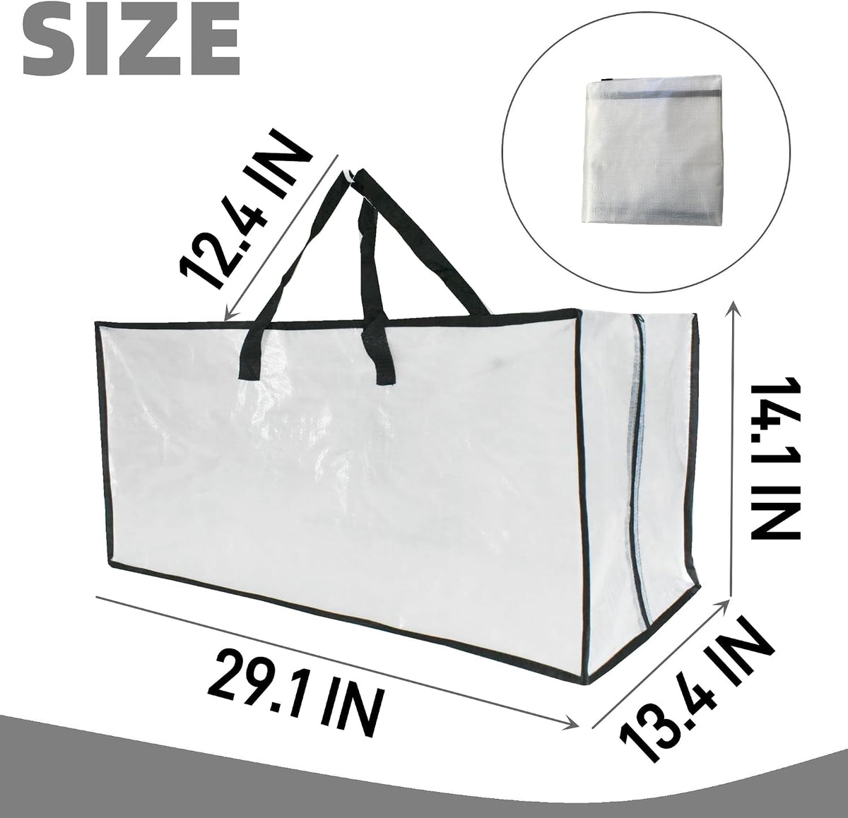 GONGKANGYUAN Heavy Duty Moving Bags, Extra Large Clear Storage Bags with Zipper and Handles, Moving Boxes & Storage Bins Alternative, Packing Supplies, Moving Supplies for Dorm Room Essentials