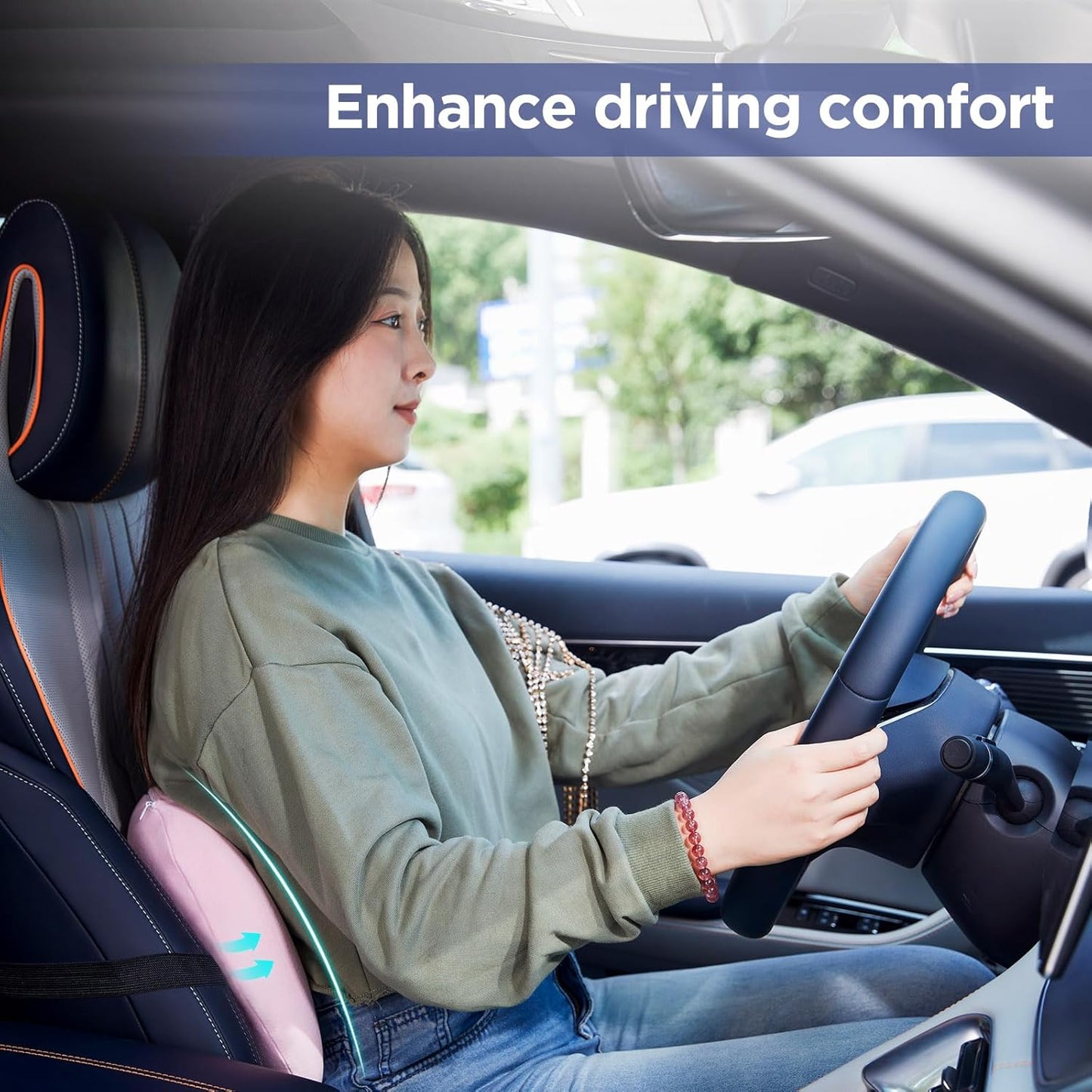 Lumbar Support Pillow for Office Chair, Car Lumbar Pillow Lower Back Pain Relief, Memory Foam Back Cushion with 4D Mesh Cover and Adjustable Straps, Ergonomic Chair Back Pillow for Car,Bed, Gaming