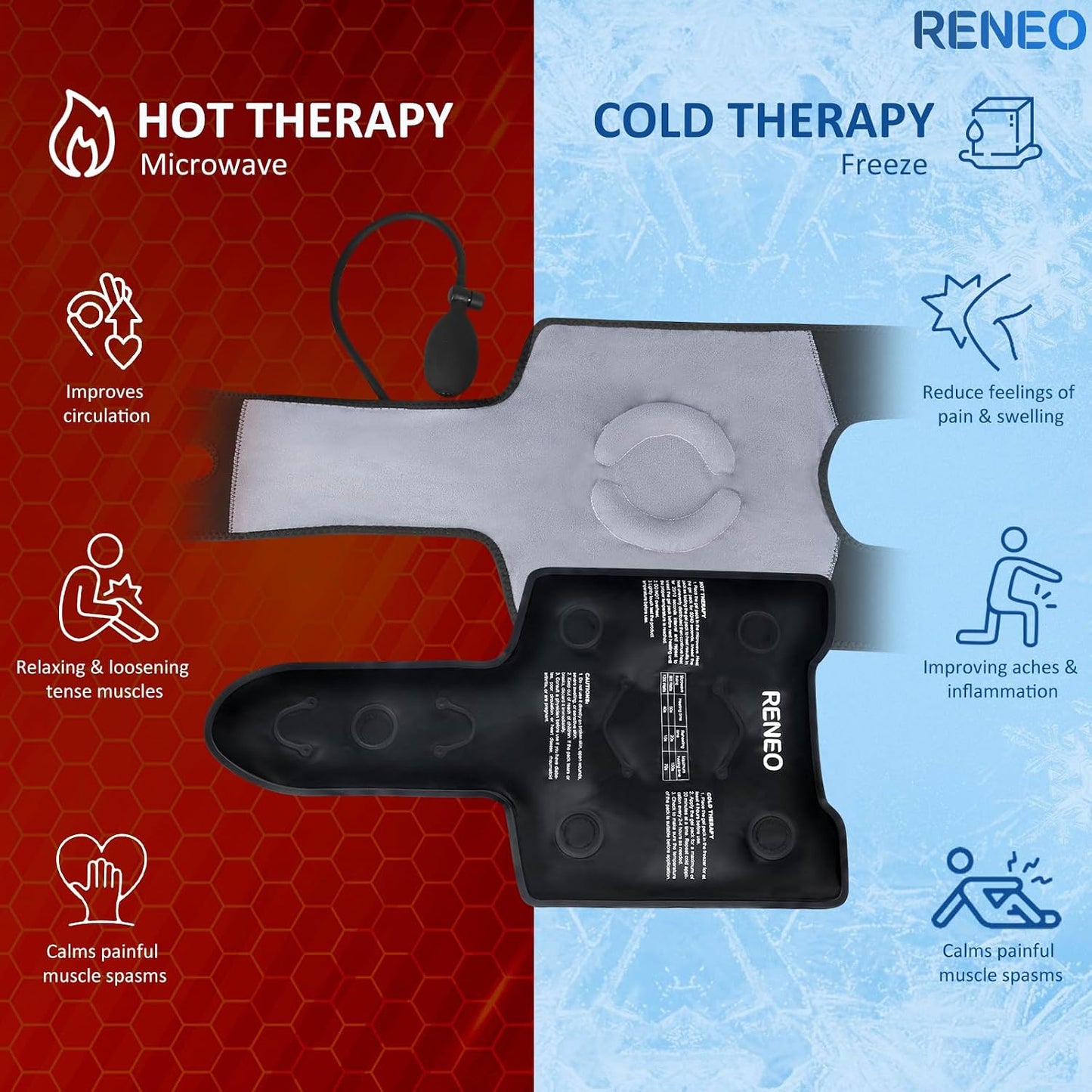 RENEO Compression Knee Ice Pack Wrap with Air Pump