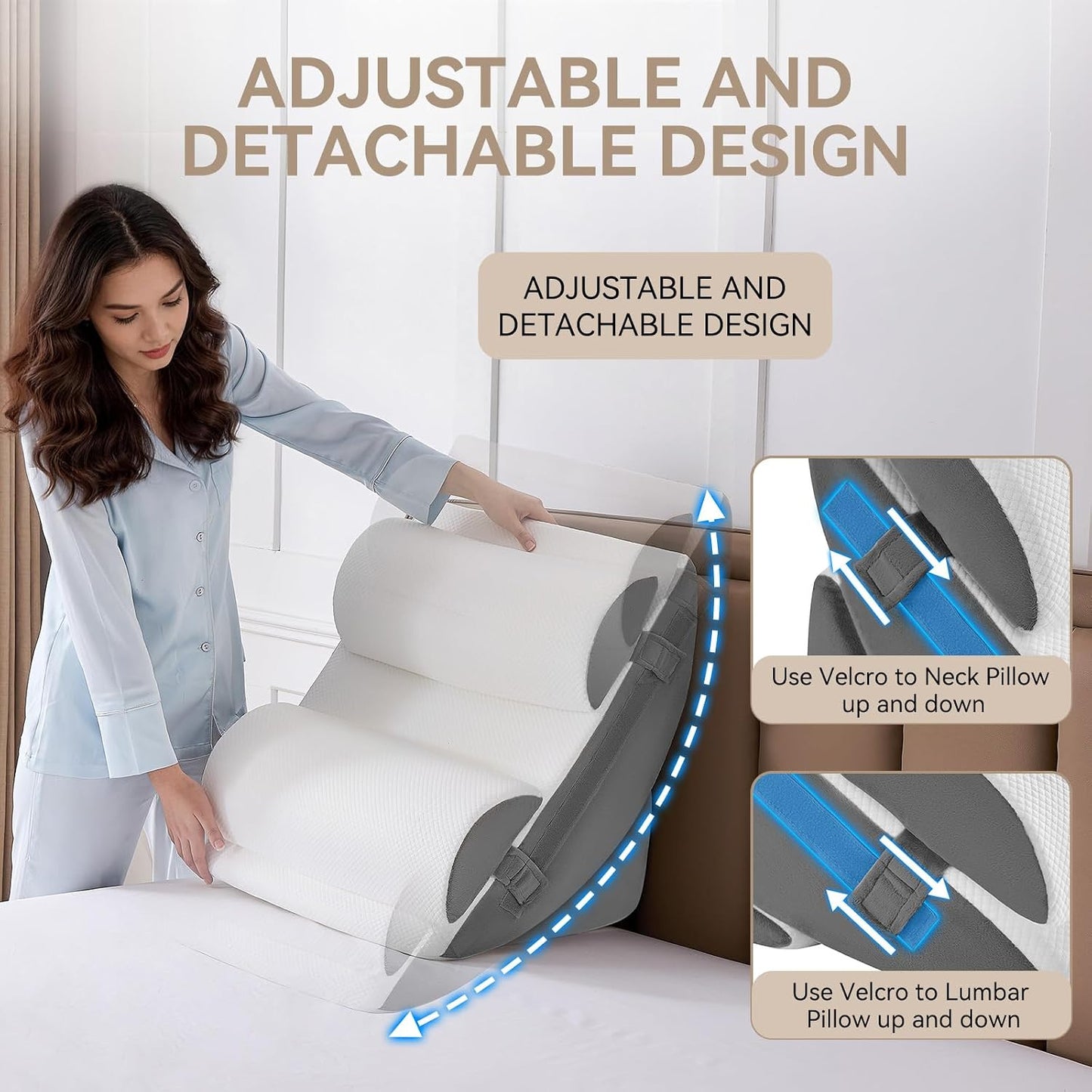 Yojoker 4PCS Orthopedic Bed Wedge Pillow Set for Sleeping, Post Surgery Foam Pillow for Body, Back and Leg Pain Relief, Triangle Adjustable Support Pillow - Acid Reflux, Anti Snoring & GERD Sleeping