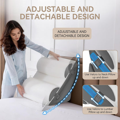 Yojoker 4PCS Orthopedic Bed Wedge Pillow Set for Sleeping, Post Surgery Foam Pillow for Body, Back and Leg Pain Relief, Triangle Adjustable Support Pillow - Acid Reflux, Anti Snoring & GERD Sleeping