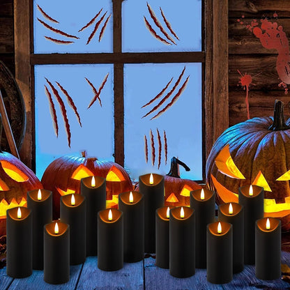 24 Pcs LED Flameless Candles with Remote, 3D Flickering Flame & LED String Lights, Acrylic Clear Cylinder, Timer Function, Romantic Ambience for Home Decor, Party, Wedding (Ivory).
