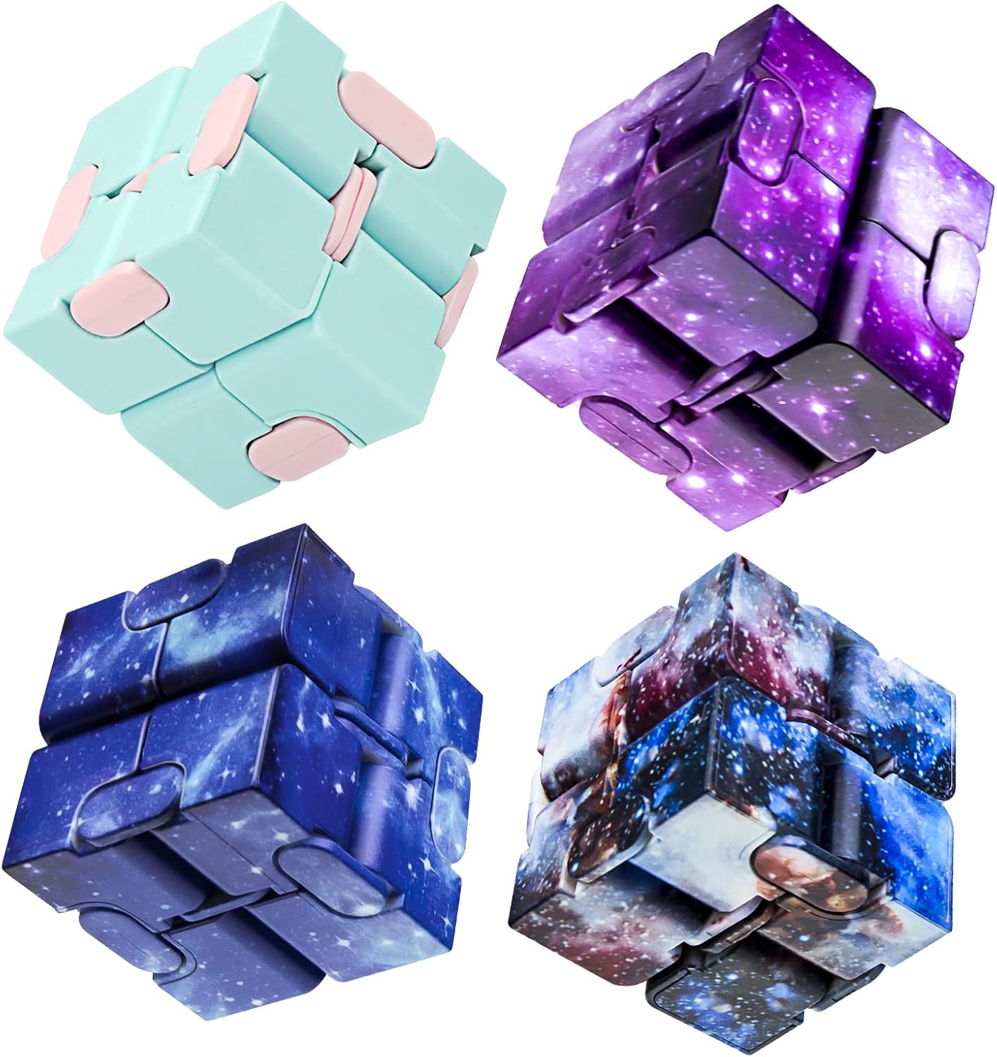 Infinity Cube Fidget Toy Stress Relieving Fidgeting Game for Kids and Adults,Cute Mini Unique Gadget for Anxiety Relief and Kill Time (Macaron Blue)