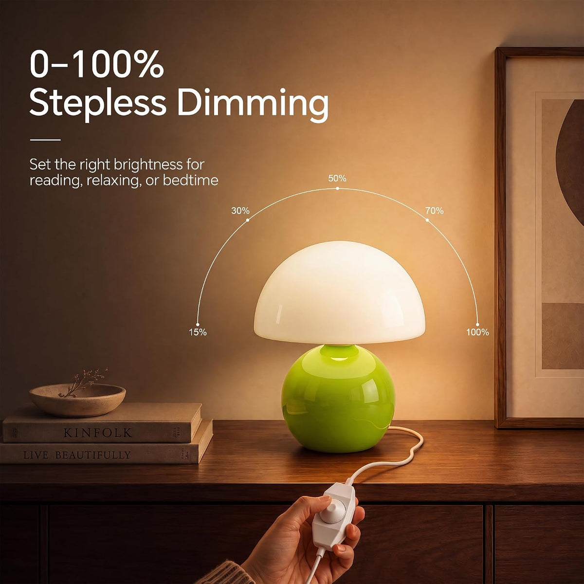 Dawnwake Mushroom Lamp Table Lamp for Bedroom-Small Desk Table Lamps,White