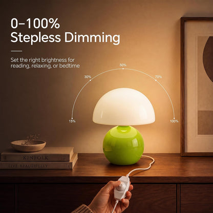 Dawnwake Mushroom Lamp Table Lamp for Bedroom-Small Desk Table Lamps,White