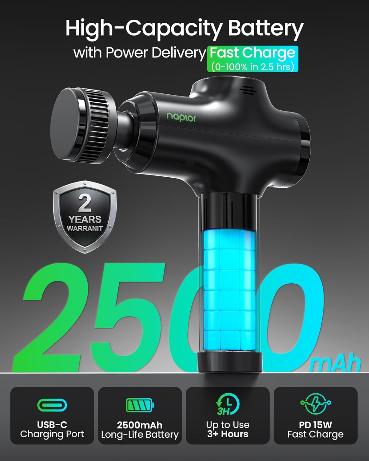 Massage Gun with Heat and Cold - [2026 Upgraded] Deep Tissue Percussion Massager, FSA Eligible Quiet Powerful Massager Gun for Pain Relief, LED Display, 5 Speeds, Carrying Case, HSA Approved