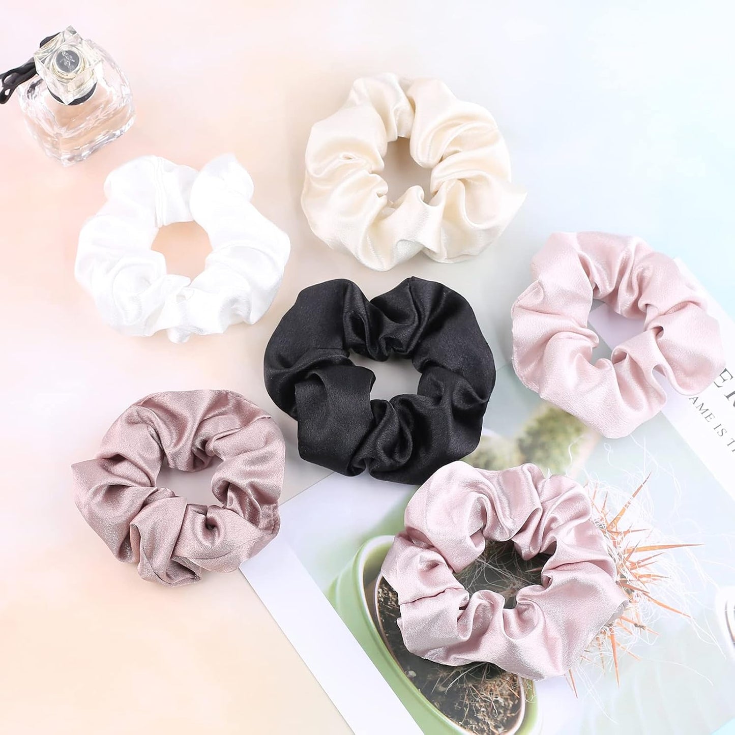 IVARYSS Satin Scrunchies for Women, Soft Than Silk for Hair, Fashion Ties and Bands for Thin | Thick Hair Styling, 16 Pack (Neutral Color)