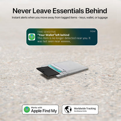 Air Tag Wallet Tracker Card, Rechargeable with Wireless Charging, Works with Apple Find My (iOS Only), Apple MFi Certified, IP67 Waterproof Item Finder for Wallet, Passport & Luggage
