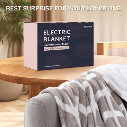 VENTIMI Electric Blanket Heated Throw, 50" x 60" Heated Blanket with 5 Heat Levels & 3 Hours Auto Off, Fast Heating Blankets with ETL & FCC Certification, Grey