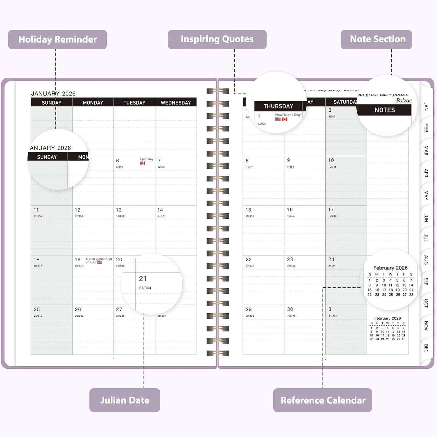 Planner 2026-2027, Weekly and Monthly Calendar Planner, JUL 2026 - JUN 2027 | Academic Year, Daily Agenda Book, A5(6.3'' x 8.5''), Sprial Bound, Inner Pocket, Office School Use