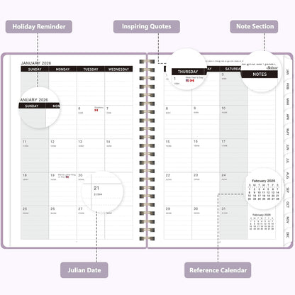Planner 2026-2027, Weekly and Monthly Calendar Planner, JUL 2026 - JUN 2027 | Academic Year, Daily Agenda Book, A5(6.3'' x 8.5''), Sprial Bound, Inner Pocket, Office School Use
