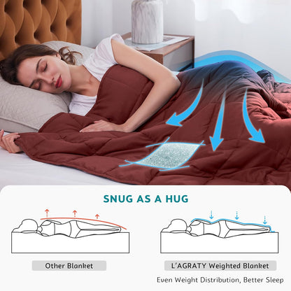 L'AGRATY Weighted Lap Pad 7lb: Small Weighted Blanket for Adults - Cooling Portable Travel Blanket for Relaxation Sleeping - Washable All-Season (29" x 24")