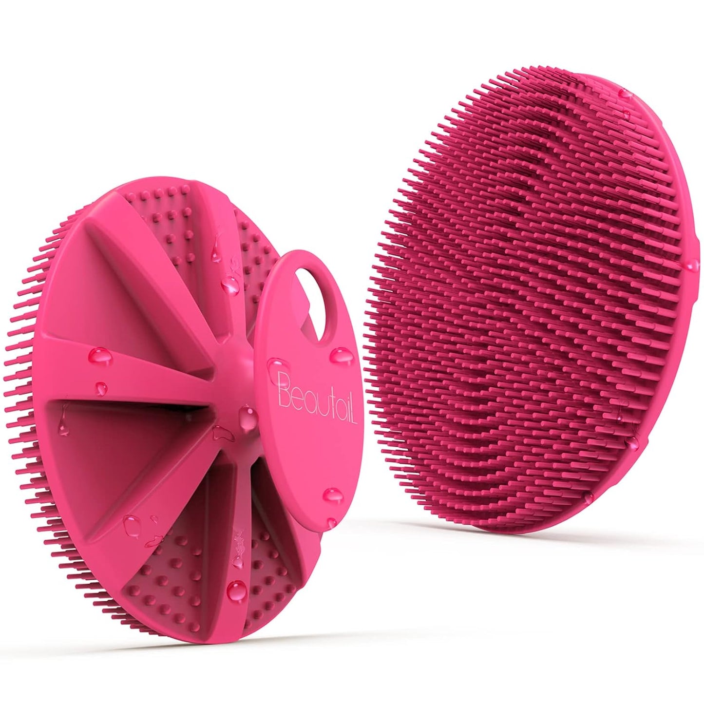 Silicone Body Scrubber 2 Pack, BEAUTAIL Shower Bath Scrubber, More Hygienic Than Traditional Loofah, Lather Nicely, Gentle Exfoliating Brush for Women Men Baby Sensitive Skin, Black+Purple