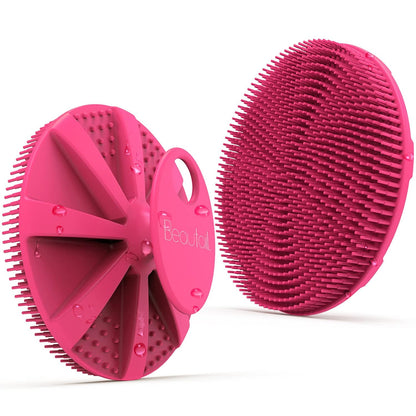 Silicone Body Scrubber 2 Pack, BEAUTAIL Shower Bath Scrubber, More Hygienic Than Traditional Loofah, Lather Nicely, Gentle Exfoliating Brush for Women Men Baby Sensitive Skin, Black+Purple