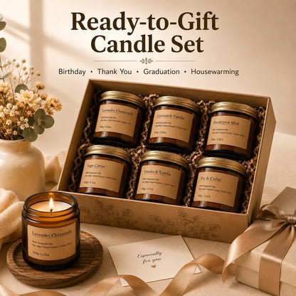 6-Pack Scented Candles for Home, 3.5 Oz Soy Wax Aromatherapy Candle Gift Set, Lavender Chamomile, Eucalyptus Mint & Vanilla, Birthday Gifts for Women, Thank You Graduation Gifts