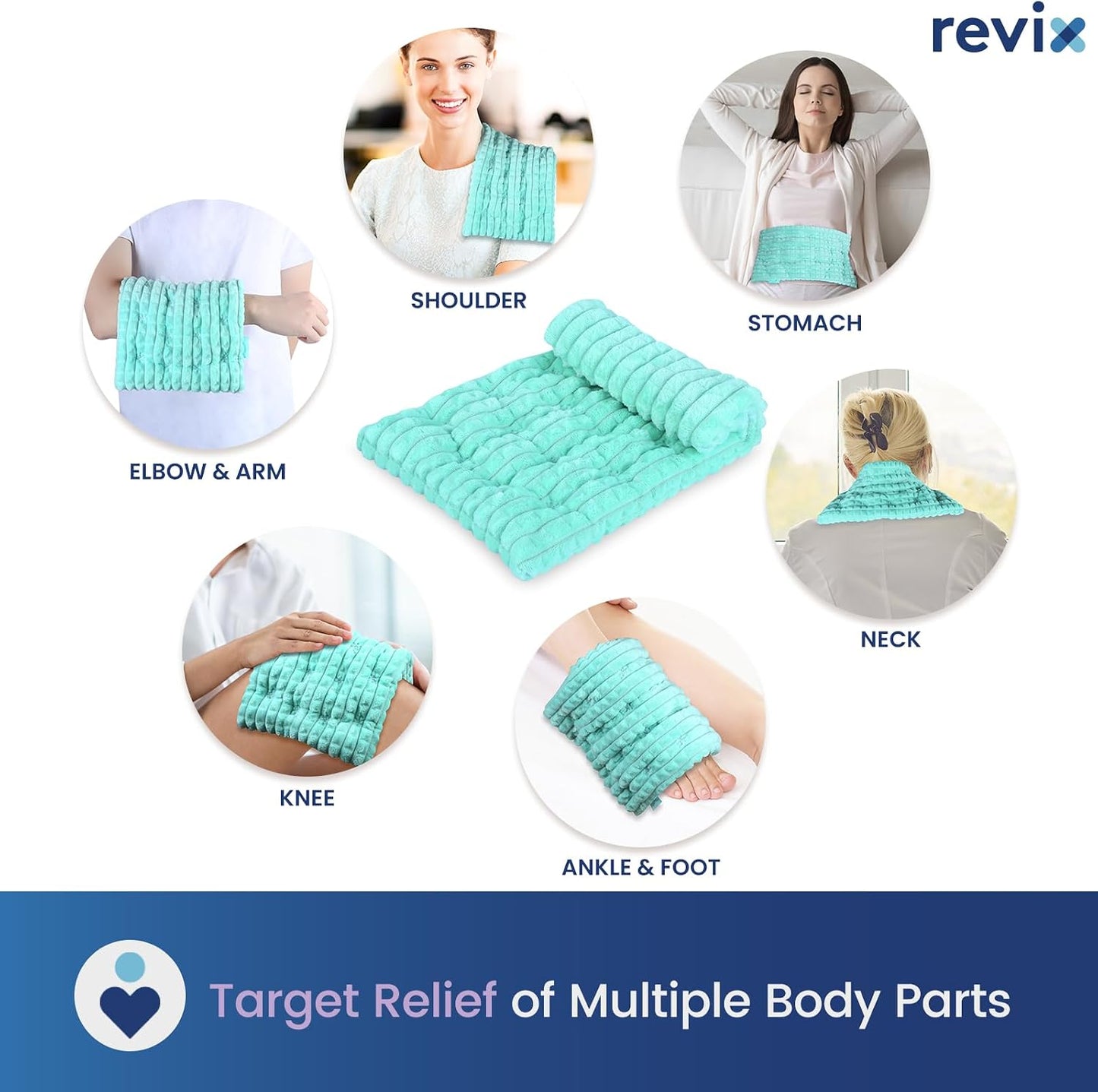 REVIX 6 * 12" Moist Heating Pad Microwavable, Reusable Microwave Heating Pads for Joints, Weighted Heat Packs with Flaxseeds for Shoulders, Neck, Back, Unscented