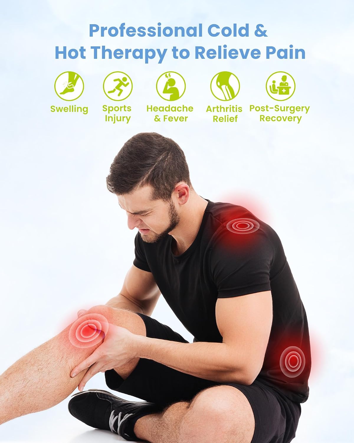 2 Ice Packs for Injuries Reusable, Cold and Hot Packs for Injuries, Joint Pain, Muscle Soreness, and Body Inflammation, Adjustable Ice Packs Wraps for Knees, Back, Shoulders, Arms, and Legs
