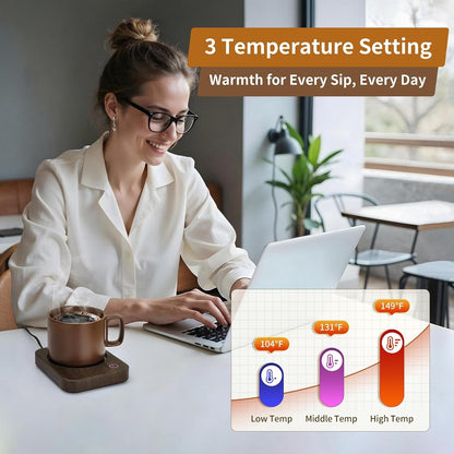 VOBAGA Coffee Mug Warmer for Desk with Auto Shut Off & 3-Temp Settings, Coffee Cup Warmer with Smart Safety Alert Home Office Accessory, Perfect for Coffee, Tea, Milk (Mug for Display)