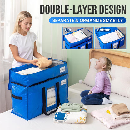 TAILI Blue Extra Large Moving Bags,Storage Bags with Visible Window