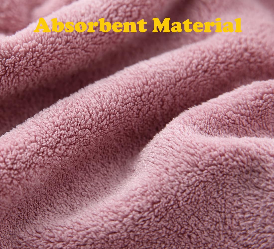 M-bestl 2 Pack Microfiber Hair Towel Wrap,Hair Drying Towel with Button,Quick Dry Hair Towel Turban for Women,Absorbent Anti-frizz Head Towel for Long Thick Curly Hair(Pink&Beige)