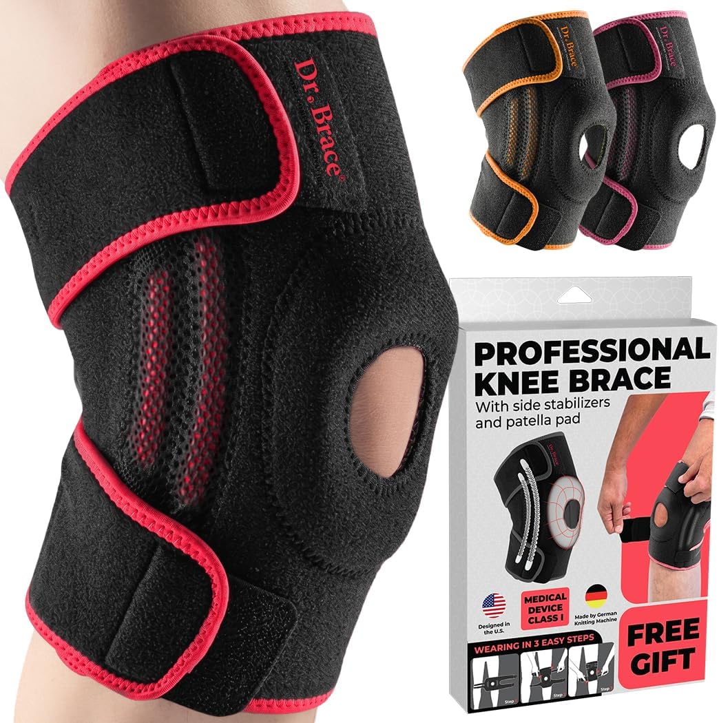 DR. BRACE ELITE Knee Brace with Side Stabilizers & Patella Gel Pads for Maximum Knee Pain Support and fast recovery for men and women-Please Check How To Size Video (Mercury, Large)