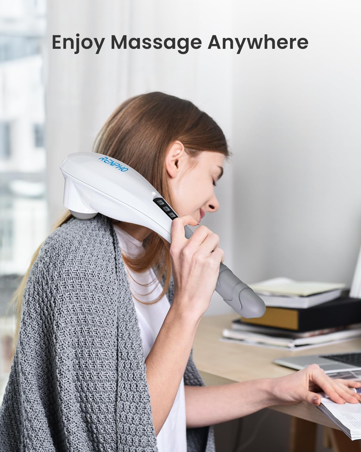 RENPHO Extend Massage Gun, Electric Handheld Massage Gun Deep Tissue, Portable Mini Massage Guns Type-C Charging, Percussion Massager for Neck and Back, Gifts for Women/Men