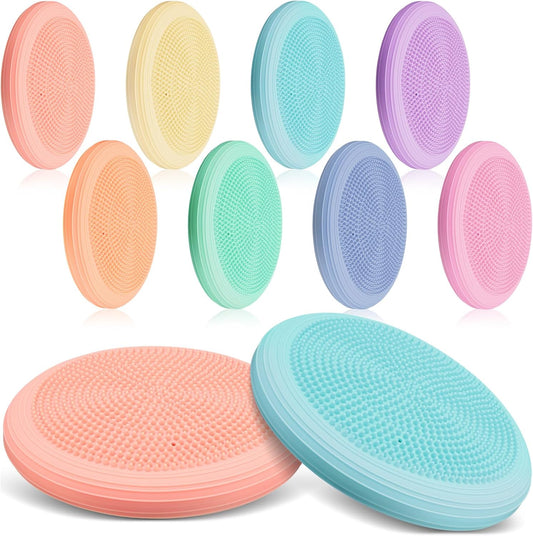 Libima 8 Pcs Wiggle Seat Inflated Wobble Cushion Sensory Seat Flexible Balance Board Balance Disc for Kids Men Women Physical Exercise Improving Posture Home Office Classroom