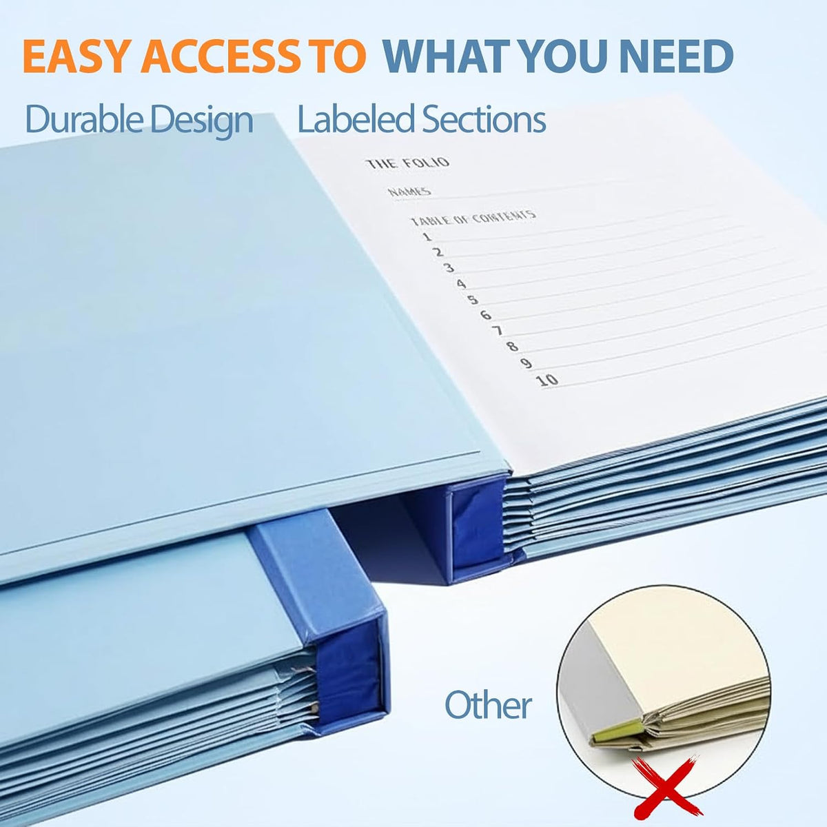 The Life Book Document Organizer - Binder for Important Documents, The Folio in Case I Die Binder, Family Emergency Planner, End of Lifeorganizer Paper File Folio Organizer with Labels(Blue)