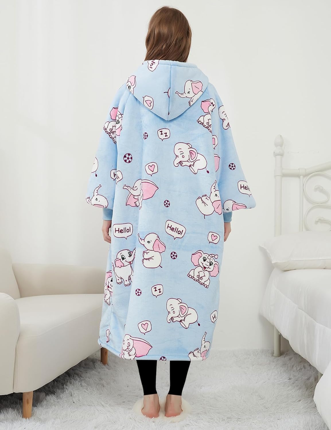 KFUBUO Wearable Blanket Hoodie for Adults Sherpa All Patterns Cat Oversized Sweatshirt Blanket with Pockets for Women