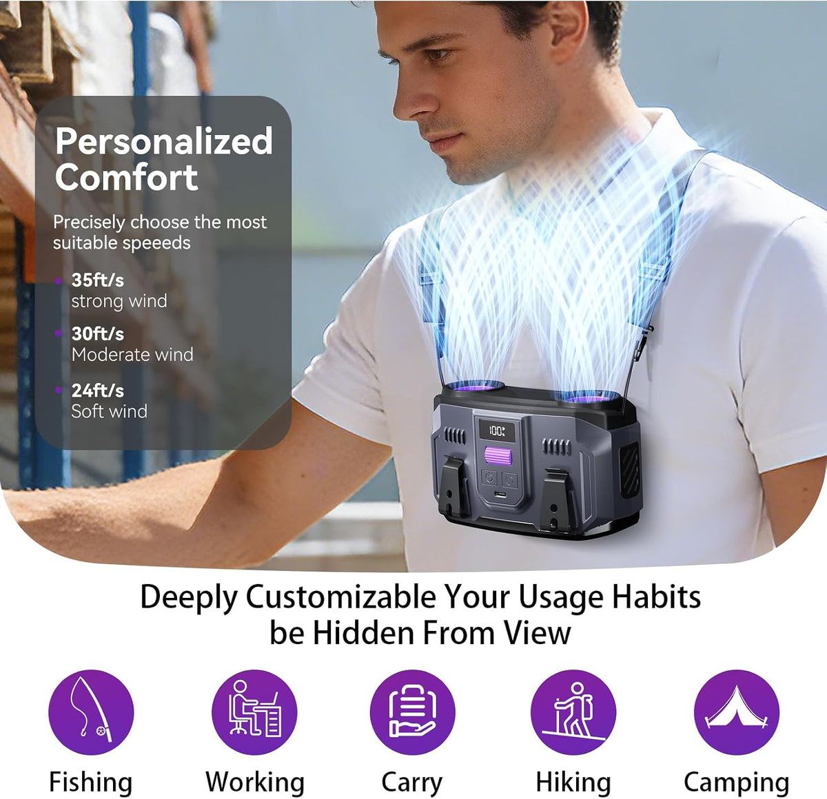 24000mAh Personal Waist Fan