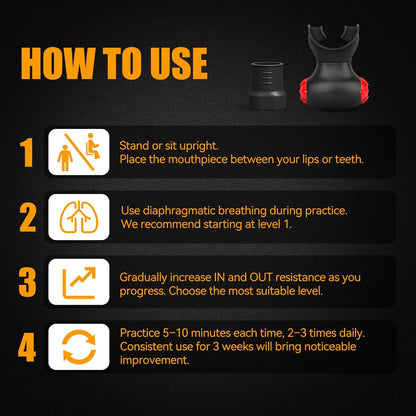 Sonmol Lung Trainer with 2 Mouthpieces, 6 Levels – Ideal for Sports
