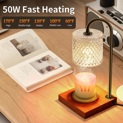 TigQiang Candle Warmer Lamp with Timer Dimmer, Birthday Gifts for Women Mom, House Warming Gifts, Elegant New Home Decor, Wax Warmer for Jar Candles, Heater Lamp for Scented Wax, Amber Glass