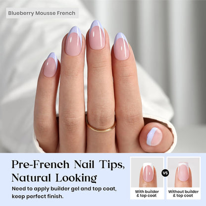 Beetles Press On Nail Kit-Short Square French Tip Press On Nails, 150Pcs Pink French Nail Tips with Nail Glue & Remover Builder Top Coat Nail Lamp, All-in-One DIY Fake Nails Gift for Women