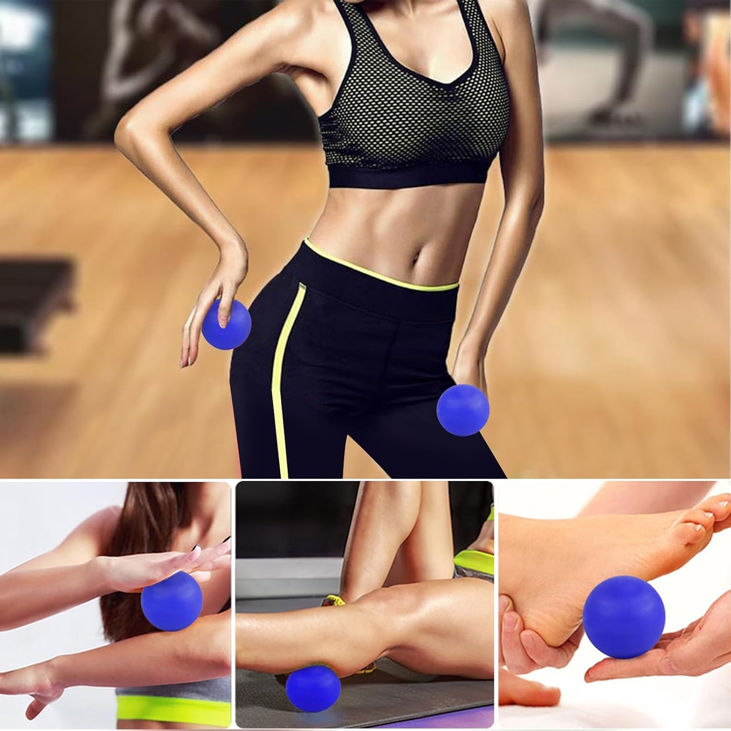 WOVTE Massage Lacrosse Ball for Sore Muscles, Shoulders, Neck, Back, Foot, Body, Deep Tissue, Trigger Point, Muscle Knots, Yoga and Myofascial Release (Blue)