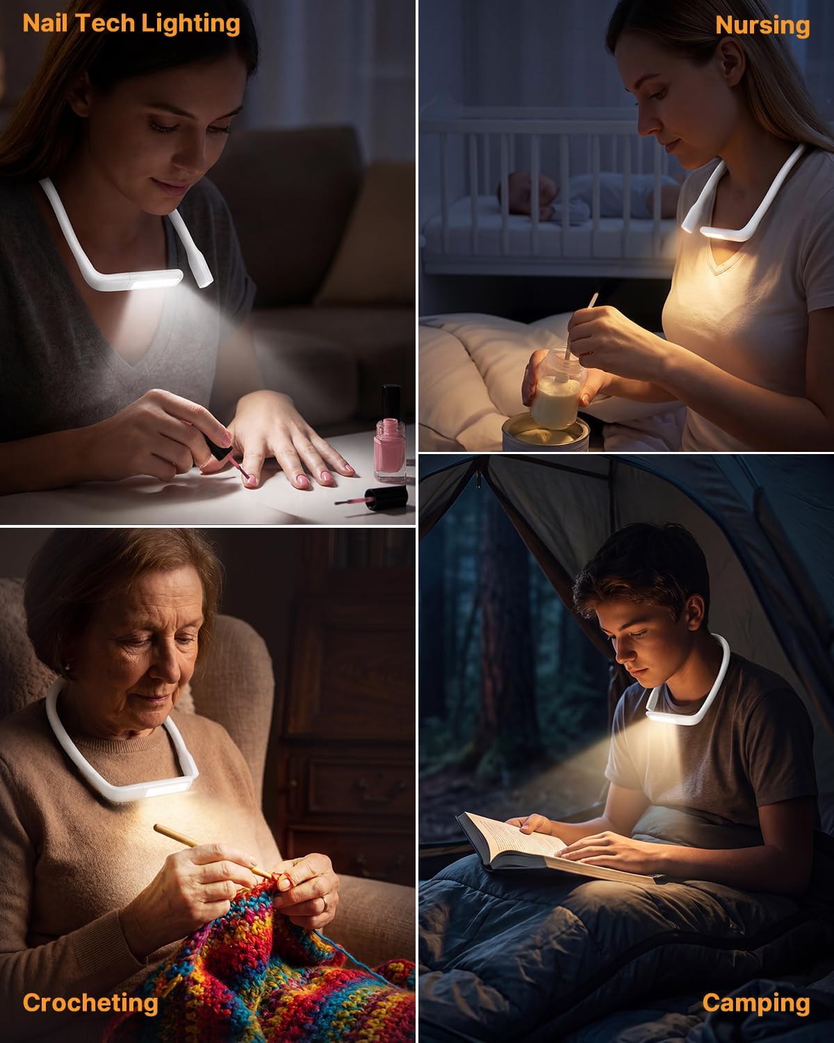 Reading Light, Rechargeable Neck Light, Stepless Dimming Book Light