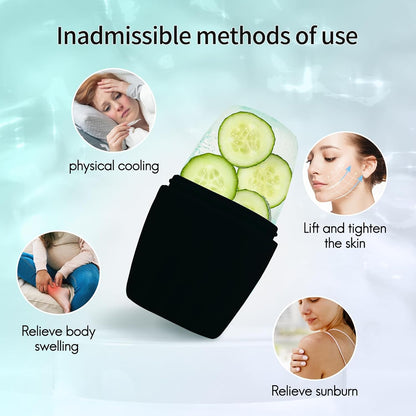 Ice Roller for Face, Qewro Silicone for Tone skin, Reusable Eye Puffiness Relief, Ice Roller Mold for Neck, Facial Roller to Remove Fine Lines Pores Anti Wrinkles (Green)