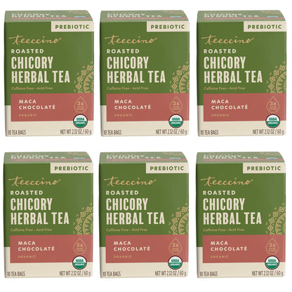 Teeccino Herbal Tea Sampler Assortment - 12 Tea Bags - Maca Chocolaté, French Roast, Hazelnut, Vanilla Nut - Roasted Caffeine Free Herbal Tea, Prebiotic for Natural Energy