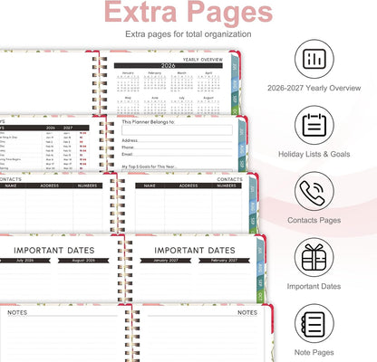 Planner 2026-2027, Weekly and Monthly Calendar Planner, JUL 2026 - JUN 2027 | Academic Year, Daily Agenda Book, A5(6.3'' x 8.5''), Sprial Bound, Inner Pocket, Office School Use