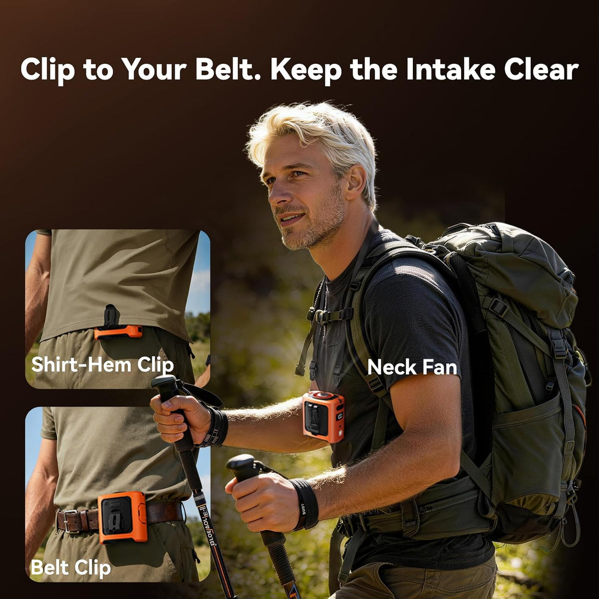 MUXNW Waist Clip Fan,100‑Speed 14000RPM,8000mAh