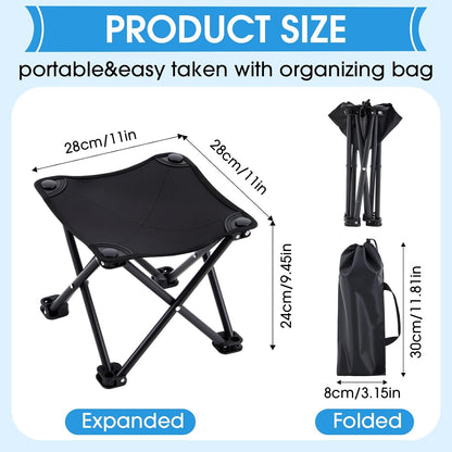 Ripeng 4 Pcs Portable Airplane Travel Foot Rest, Folding Camping Stool, Under Desk Foot Rest at Work for Long Flight, Home and Office Outdoor Hiking Fishing with Carry Bag (Black)