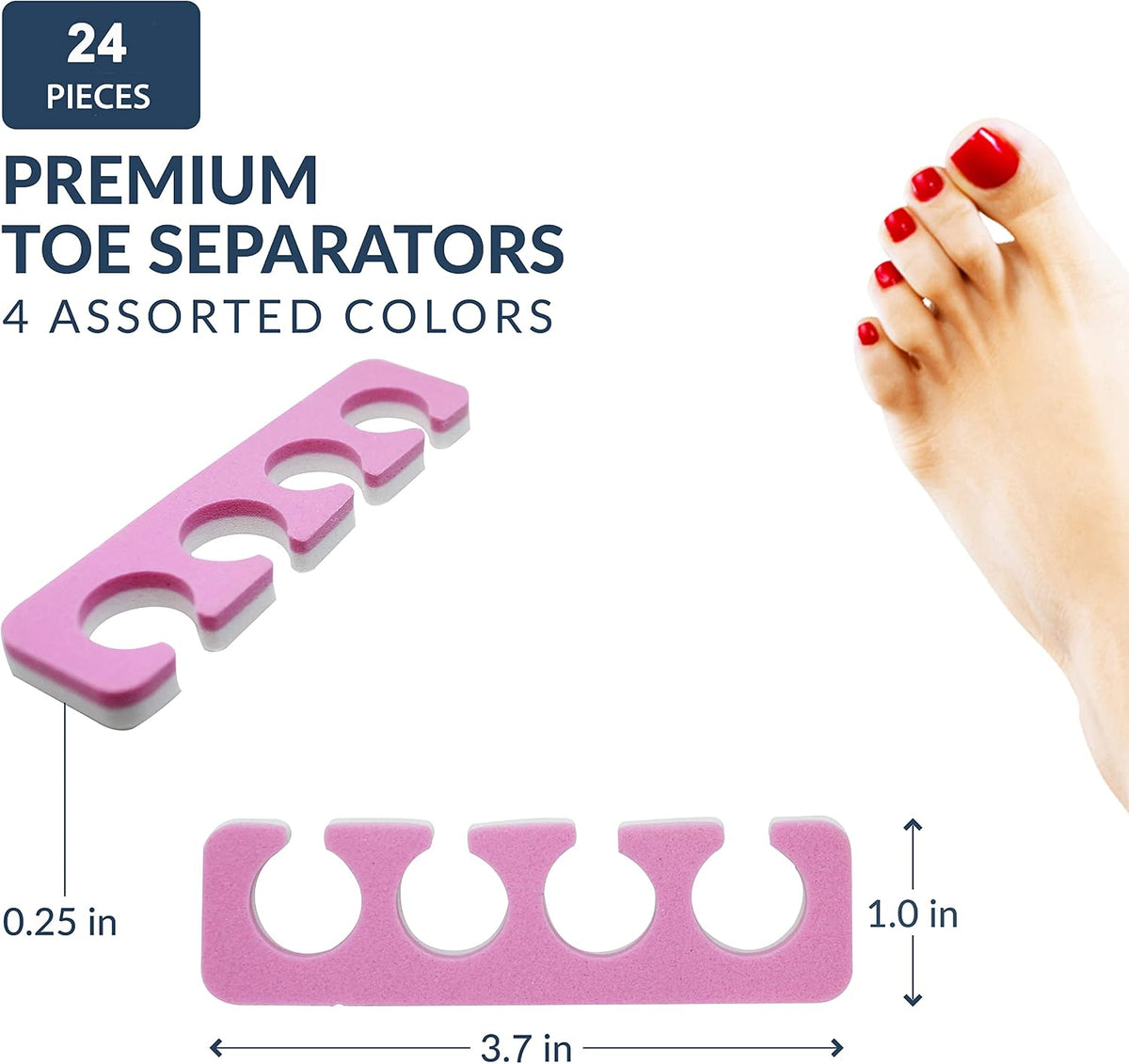Toe Separators Set - 24 Pieces Premium Pedicure Tool Kit Super Soft & Durable Two Tone ZMOI