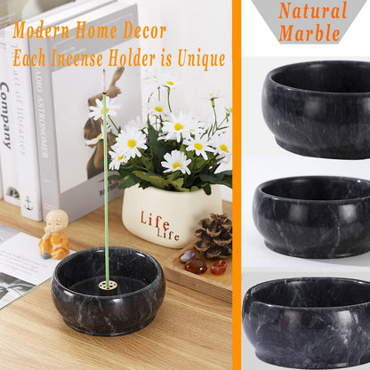 Incense Holder, Natural Marble Incense Holder for Sticks with 9 Incense Holes, Handmade Incense Stick Burner Ideal for Smudging, Decoration